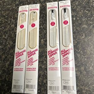 Lot of 4: Coats & Clark All-Purpose Polyester Zippers Size:14” 2 Natural 2 White